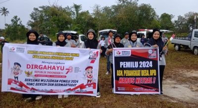 Ikut Defile Pembukaan Porseni, Panwascam Andoolo Barat Berikan Pesan Netralitas ASN dan Perangkat Desa