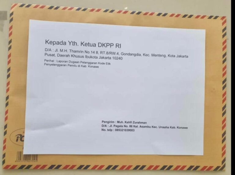 Dugaan Pelanggaran Etik Penyelenggara Pemilu di Konawe Dilaporkan ke DKPP.