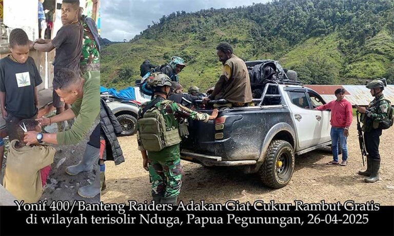 Yonif 400 Banteng Raiders Adakan Giat Cukur Rambut Gratis, Pererat Kebersamaan Rakyat